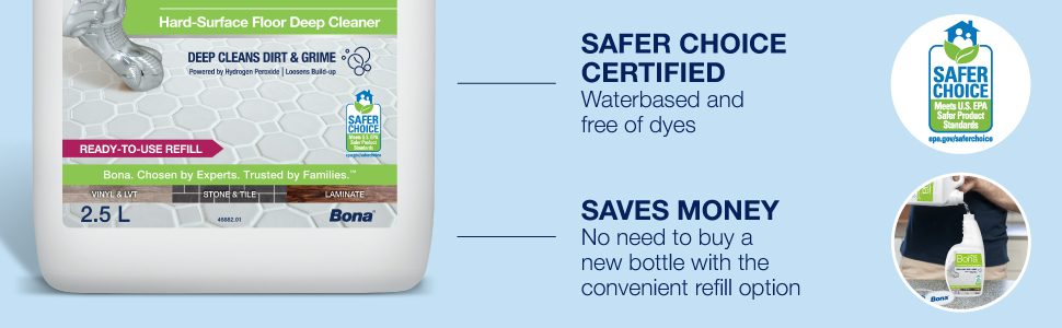 Safer choice certified; Save money with the convenient refill option