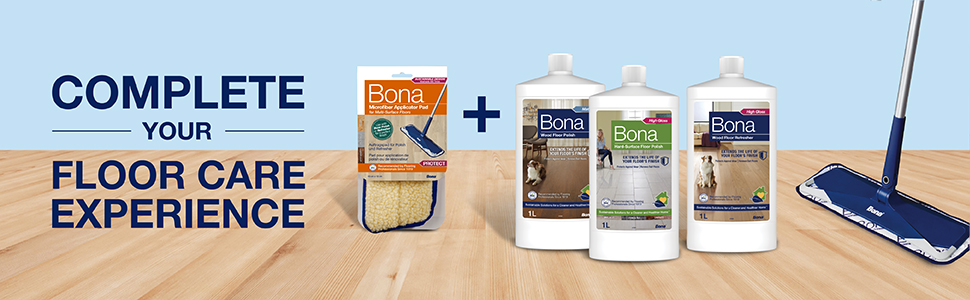 Complete your floor cleaning experience with the Bona Microfiber Pad, Bona Microfiber Mop and Bona Floor Polishes