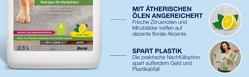 Lemon mint scent, saves plastic