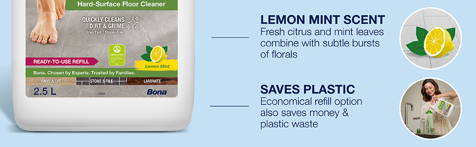 Lemon mint scent, saves plastic