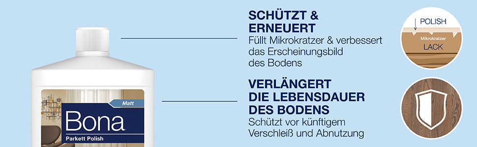 Bietet eine Schutzschicht, die Mikrokratzer ausfüllt, um das Aussehen des Bodens zu verbessern; Schützt vor zukünftigem Verschleiß