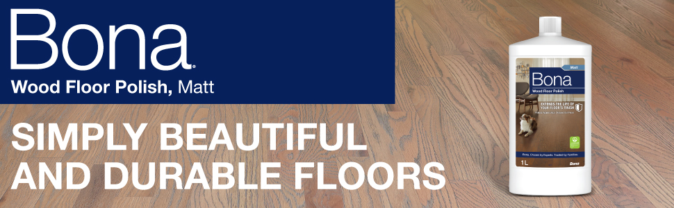 Image of Bona Wood Floor Polish on wood floor; Simply beautiful and durable floors