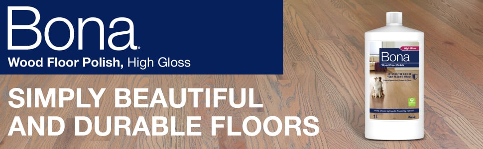 Image of Bona Wood Floor Polish on wood floor; Simply beautiful and durable floors