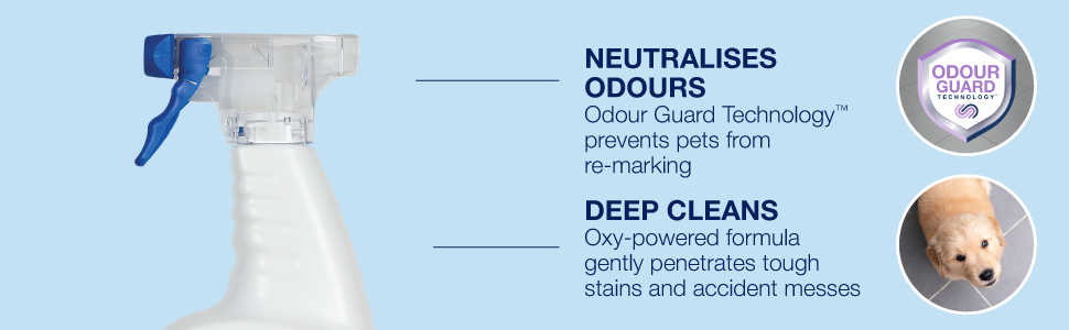 Image of Bona Pet System Hard Surface Floor Deep Cleaner. Neutralises odours with Odour Guard Technology to prevent pets from re-marking. Deep cleans to penetrate tough stains and accident messes