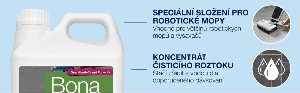 Unique machine Formulation Use with most mopping robots and mopping vacuums. concentrated Formula Just mix with water according to our recommended dosing.