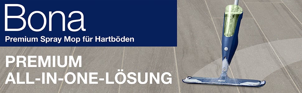 Abbildung des Bona Premium Spray Mop für Hartböden, welcher einen LVT Boden reinigt