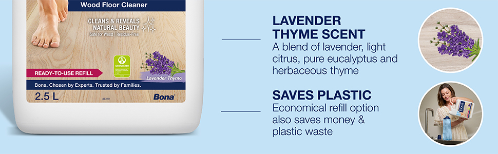Lavender thyme scent, saves plastic