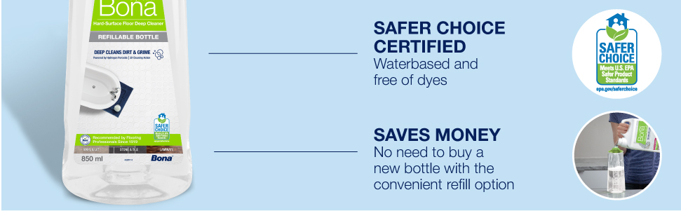 Safer choice certified; Save money with the convenient refill option