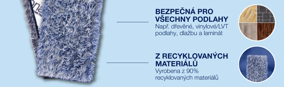 Safe for hard surface floors; Sustainable design made with 90% PCR content