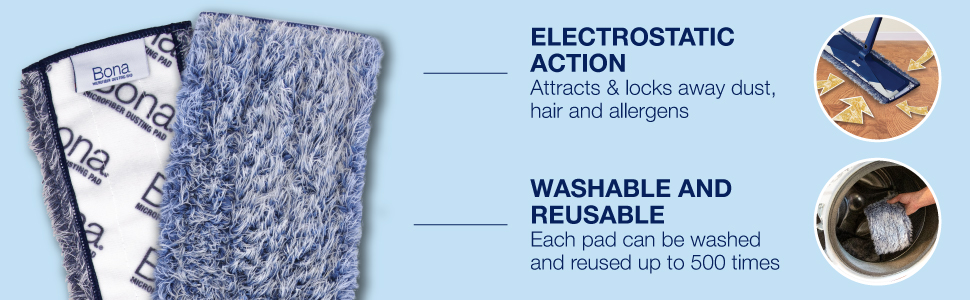 Electrostatic action attracts and locks away dust, dirt and debris; Washable and reusable 500X