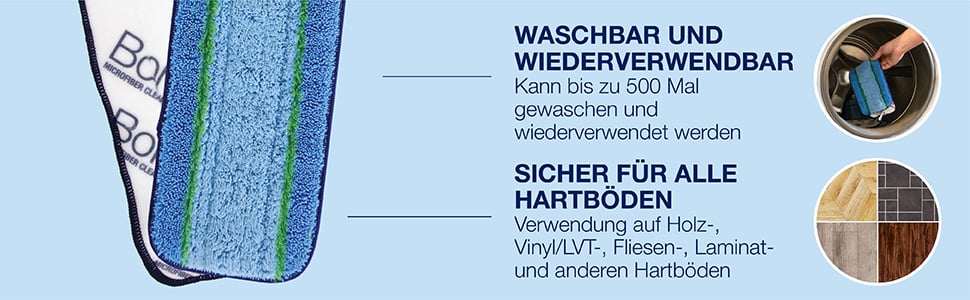 Waschbar und 500 Mal wiederverwendbar; sicher f&uuml;r Holz- und Hartb&ouml;den