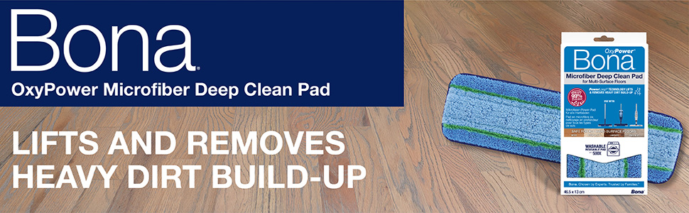 Image of Bona OxyPower Microfiber Deep Clean Pad on a wood floor