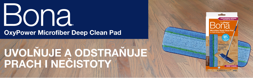 Image of Bona OxyPower Microfiber Deep Clean Pad on a wood floor