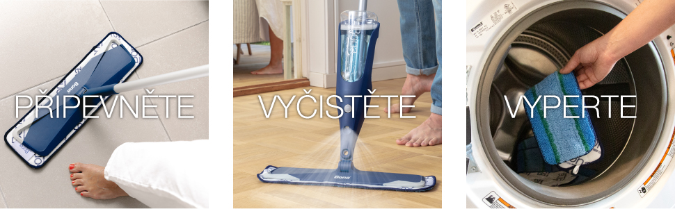 Attach the Bona OxyPower Microfiber Deep Clean Pad to a mop, clean wood and hard-surface floors, wash and reuse