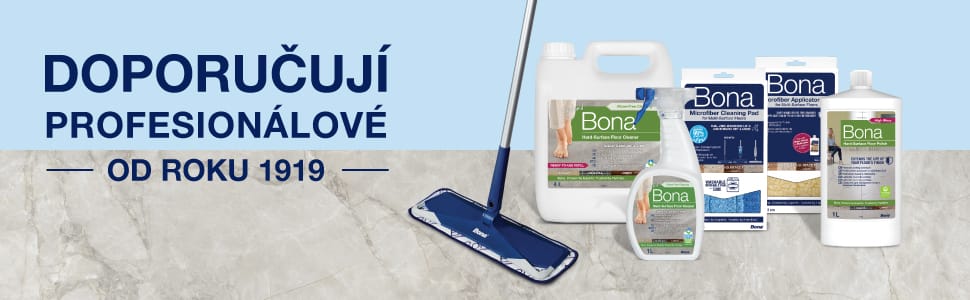 Image of the full Bona Hard Surface Floor cleaning system which include a trigger bottle, refill bottle plus a microfiber mop