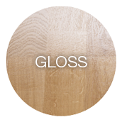 Oak floor treated with a glossy lacquer