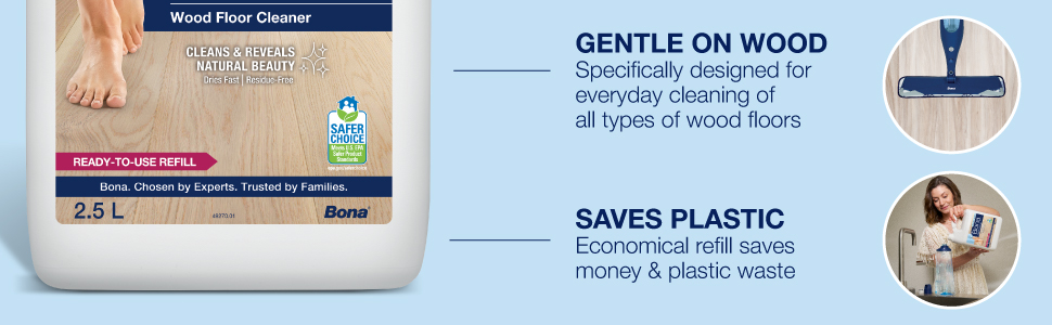Gentle on wood, saves plastic
