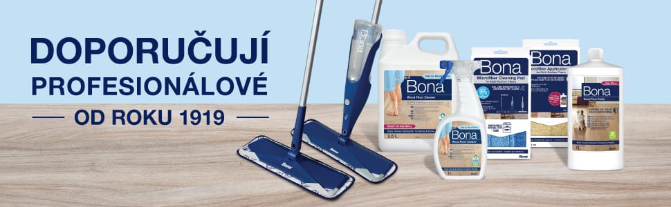 Image of the full Bona Wood Floor cleaning system which include a trigger bottle, refill bottle plus a microfiber mop.